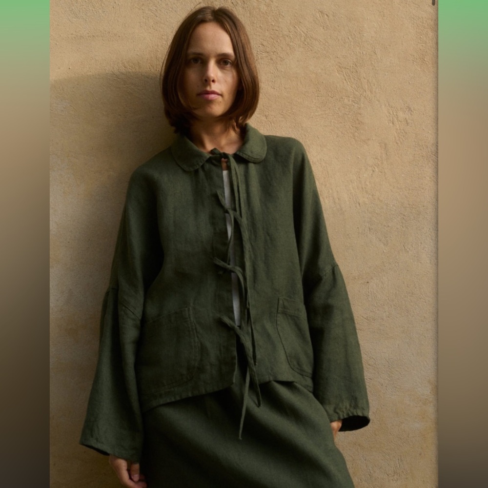 Monika Linen Wool Blend Jacket - Green